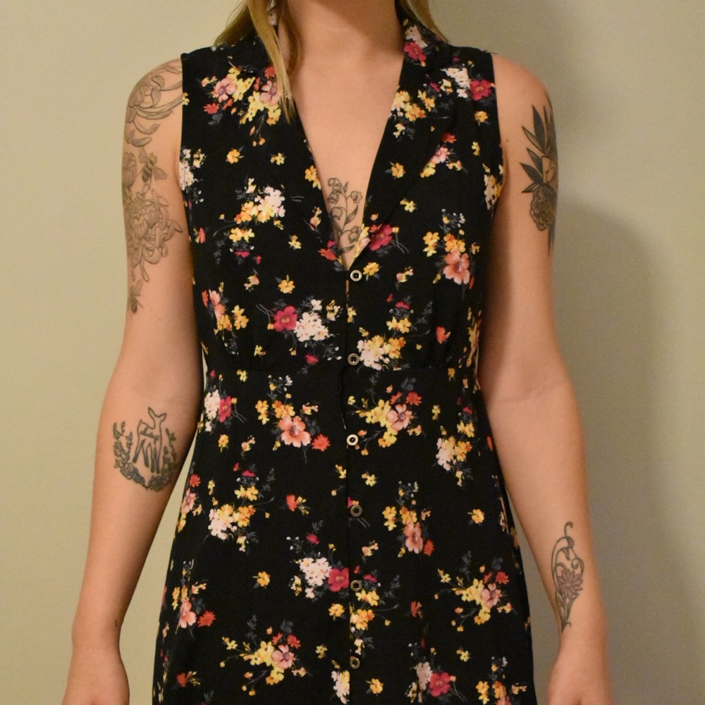 Black and floral dress.
